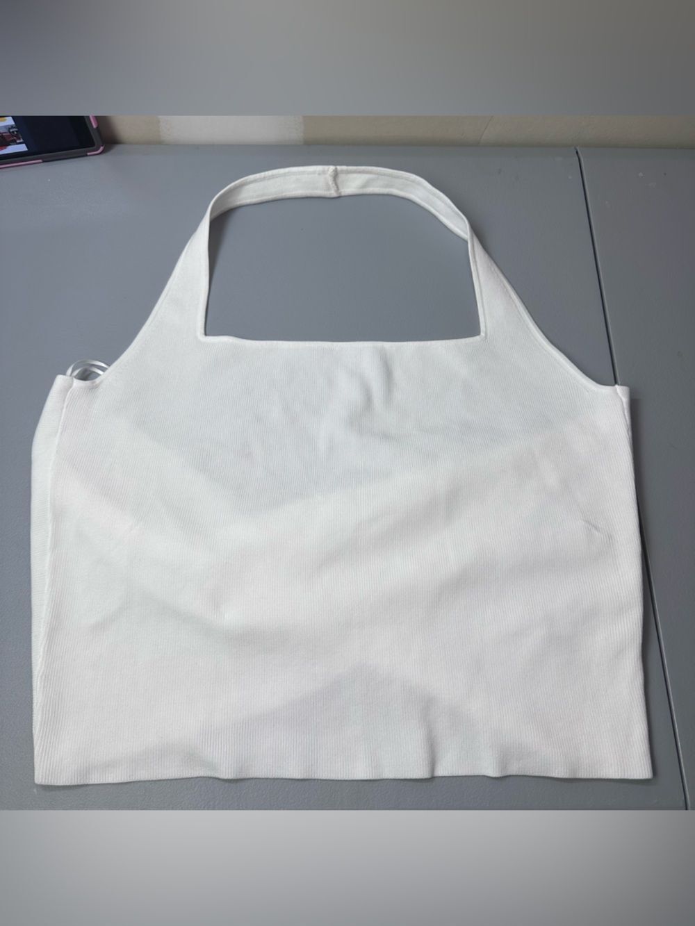 COTTON ON CURVE White Sleeveless Ribbed Halter Top